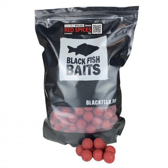 Бойлы растворимые Black Fish Baits SOLUBLE Boilies RED SPICES (специи) 24мм 2кг
