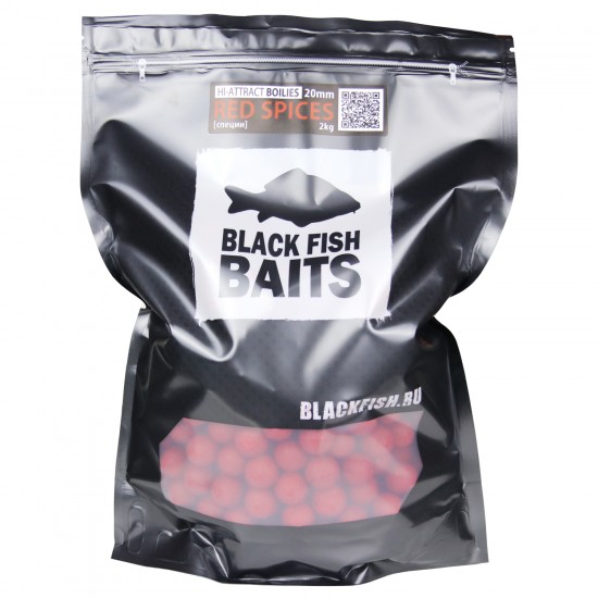 Бойлы тонущие Black Fish Baits HI-ATTRACT Boilies RED SPICES (специи) 20мм 2кг