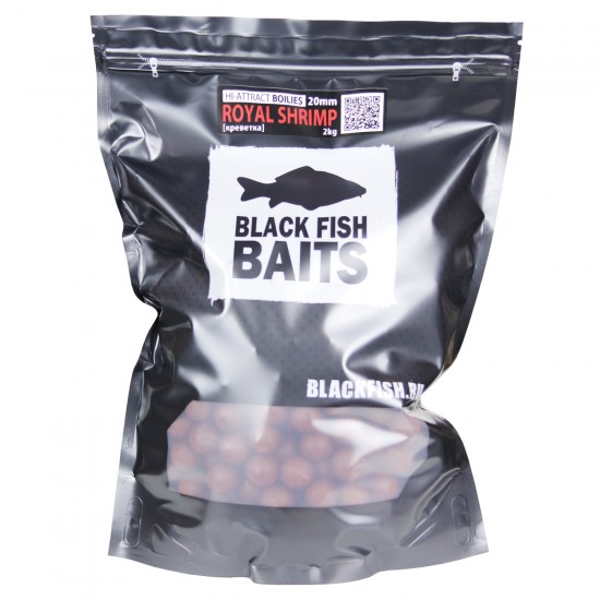 Бойлы тонущие Black Fish Baits HI-ATTRACT Boilies ROYAL SHRIMP (креветка) 20мм 2кг