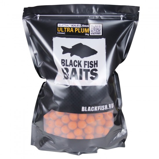 Бойлы тонущие Black Fish Baits HI-ATTRACT Boilies ULTRA PLUM (слива) 14/20мм 2кг