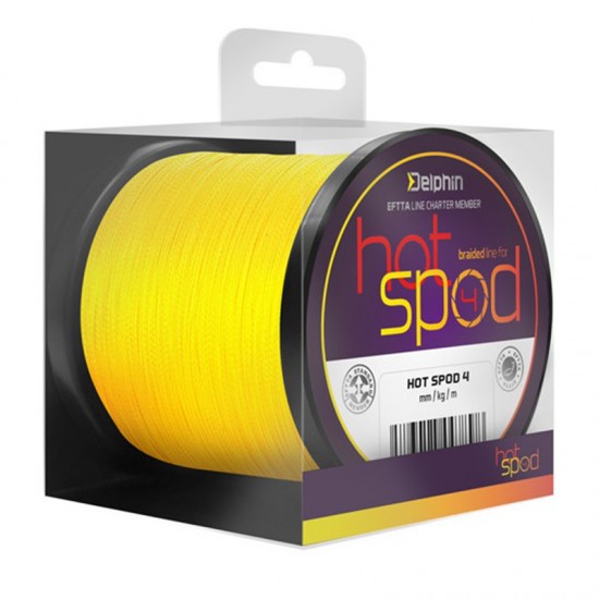Леска плетеная Delphin HotSPOD 0.14mm Fluo Yellow 300m