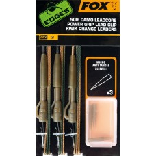 Набор готовых монтажей на безопасной клипсе FOX Edges 50lb Camo Leadcore Power Grip Lead Clip Kwik Change Leaders