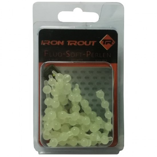 Икринки силиконовые на форель IRON TROUT Fluo Soft Perlen 5mm Свечение в темноте 100шт.