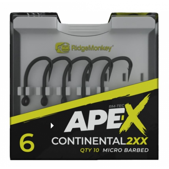 Крючки карповые Ridge Monkey Ape-X Continental 2XX Barbed