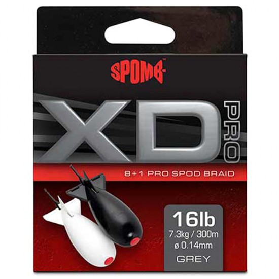 Шнур Spomb XD Pro 8+1 Spod Braid Grey 0.14mm 16lb 300m