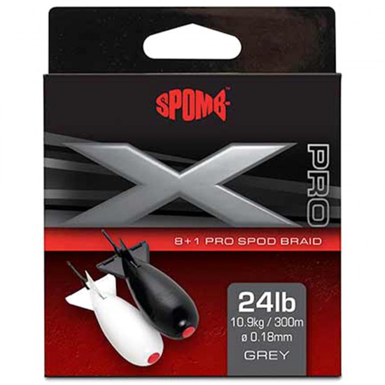 Шнур Spomb X Pro 8+1 Spod Braid Grey 0.18mm 24lb 300m